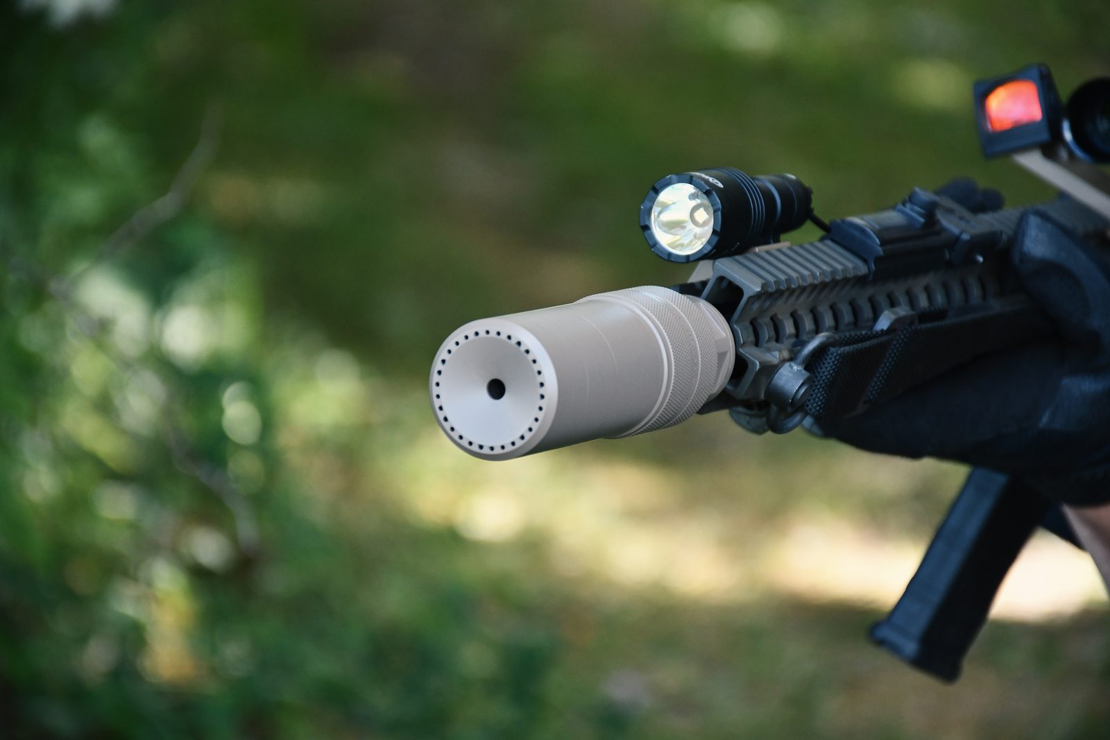 Talon Diode suppressor on a rifle at the range
